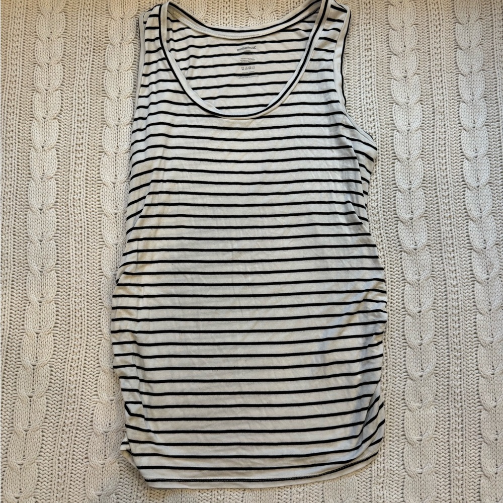 Motherhood Maternity Black and White Striped Tank Top - Medium
